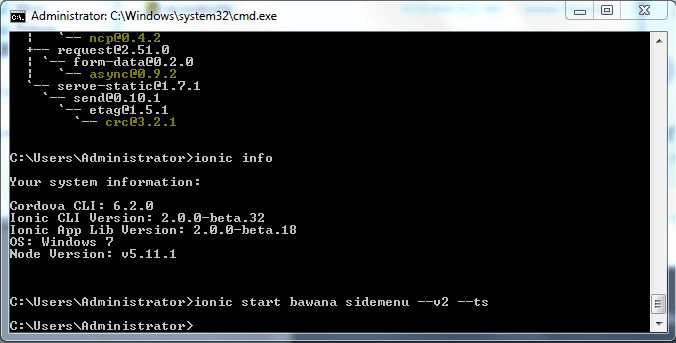 ionic2 Ionic CLI not working Ionic CLI Version 2.0.0beta.32