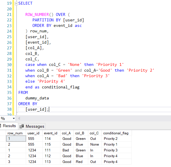 sql How to row over and partition by for a conditional logic