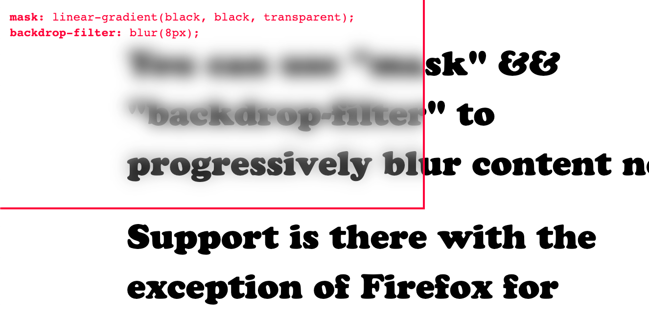 How do I gradually(feather/gradient/transition) blur in CSS? Stack