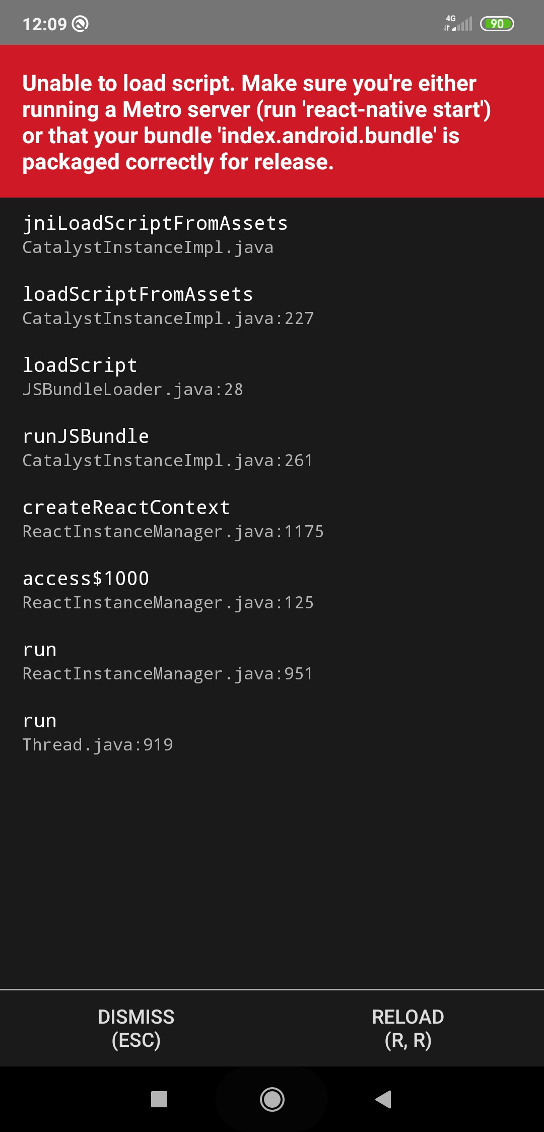 reactnative runandroid error metro server Stack Overflow