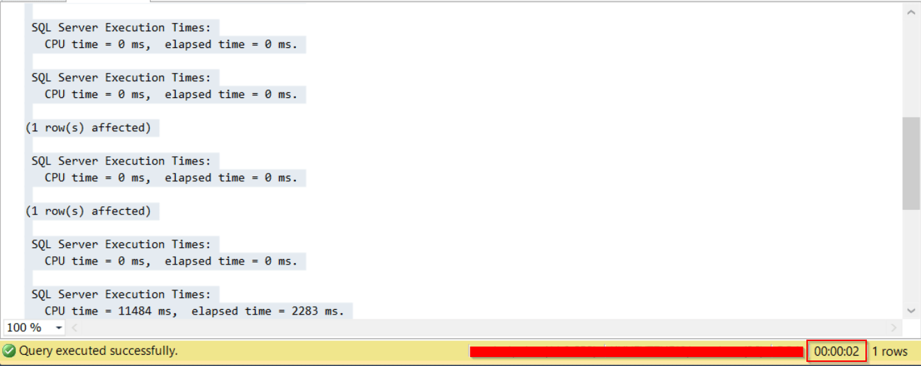 sql server Execution time of a stored procedure Database