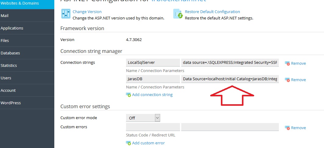 web application connect to host SQL DataBase