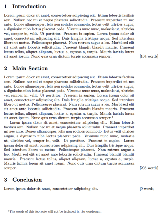 article wordcount by section when sections were formally known as