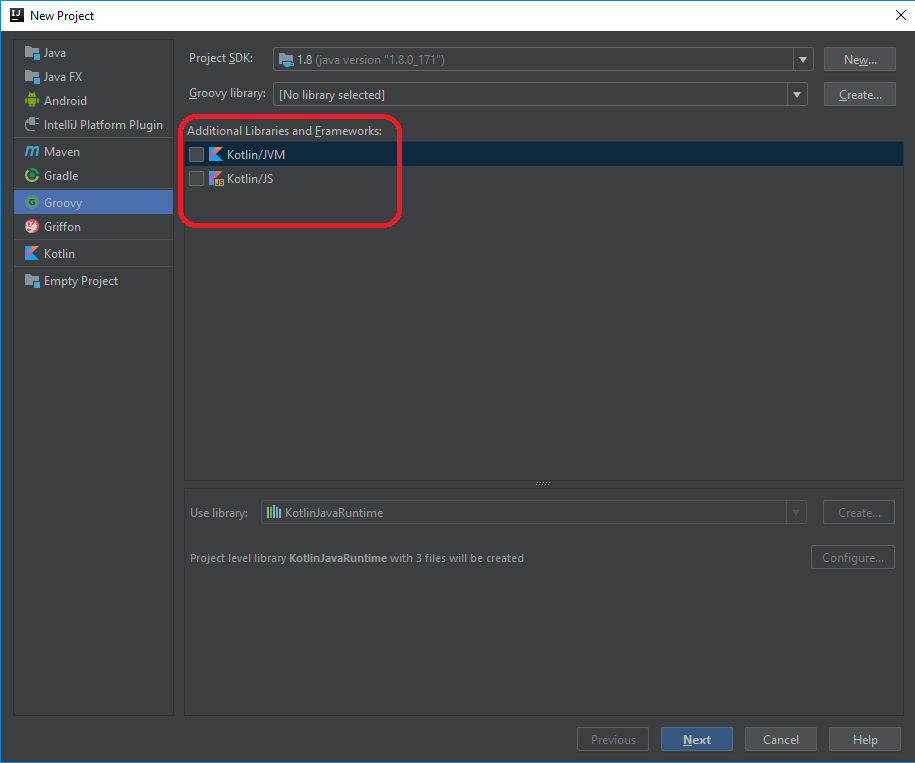 java Add build framework support to custom new project