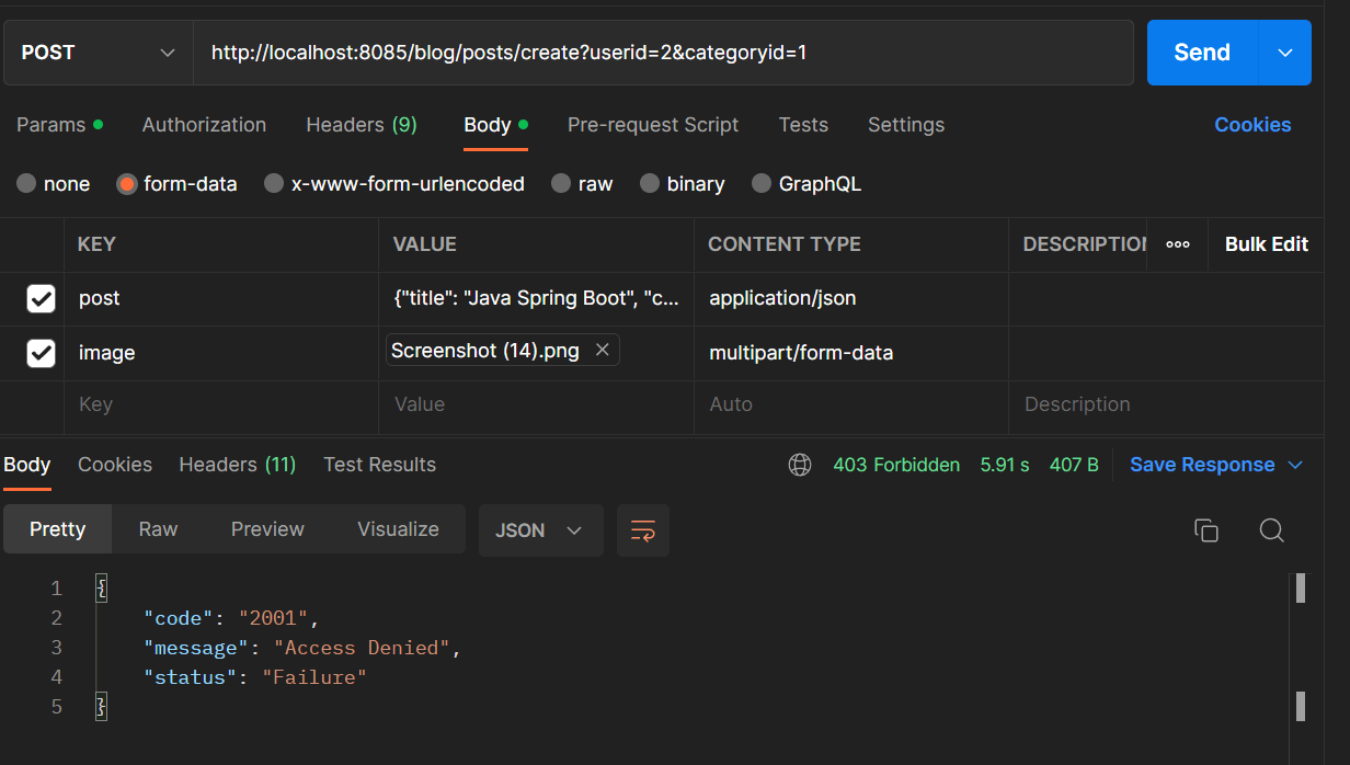 java Error uploading JSON data and Image in single API call Spring