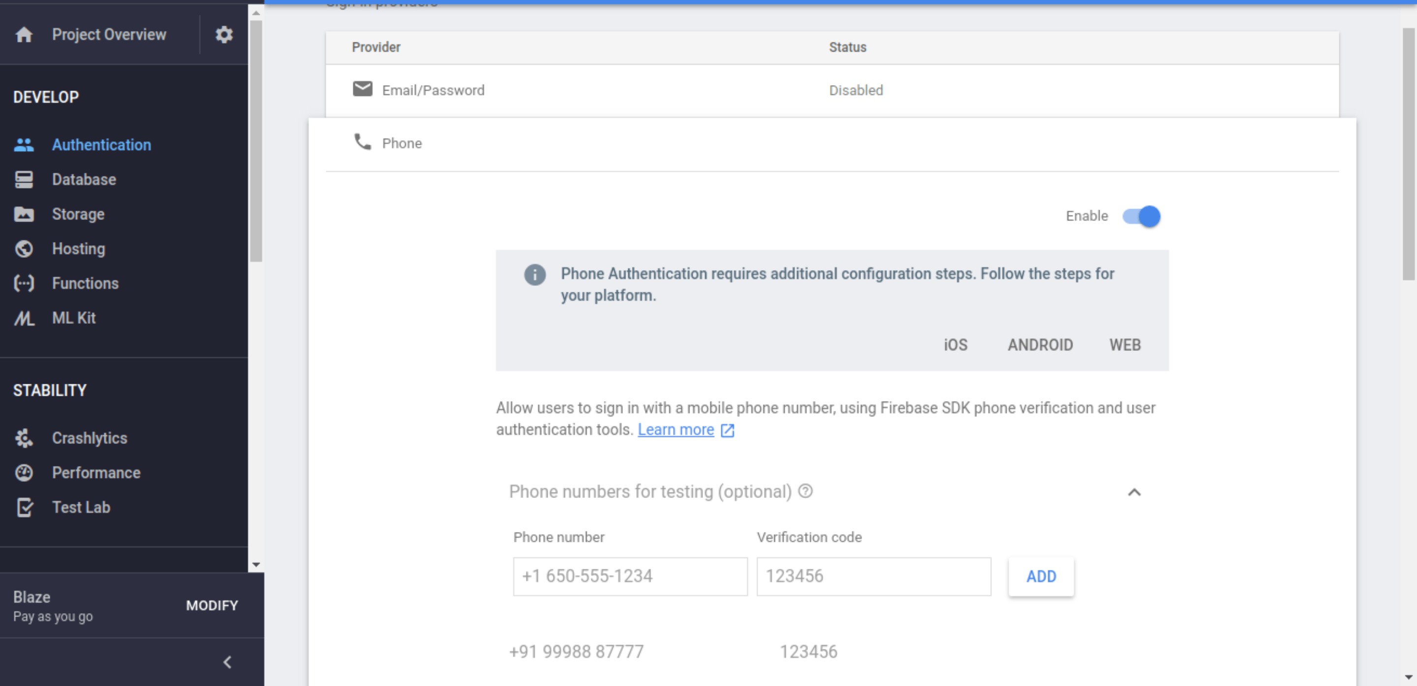android reactnativefirebase/auth app not authorized