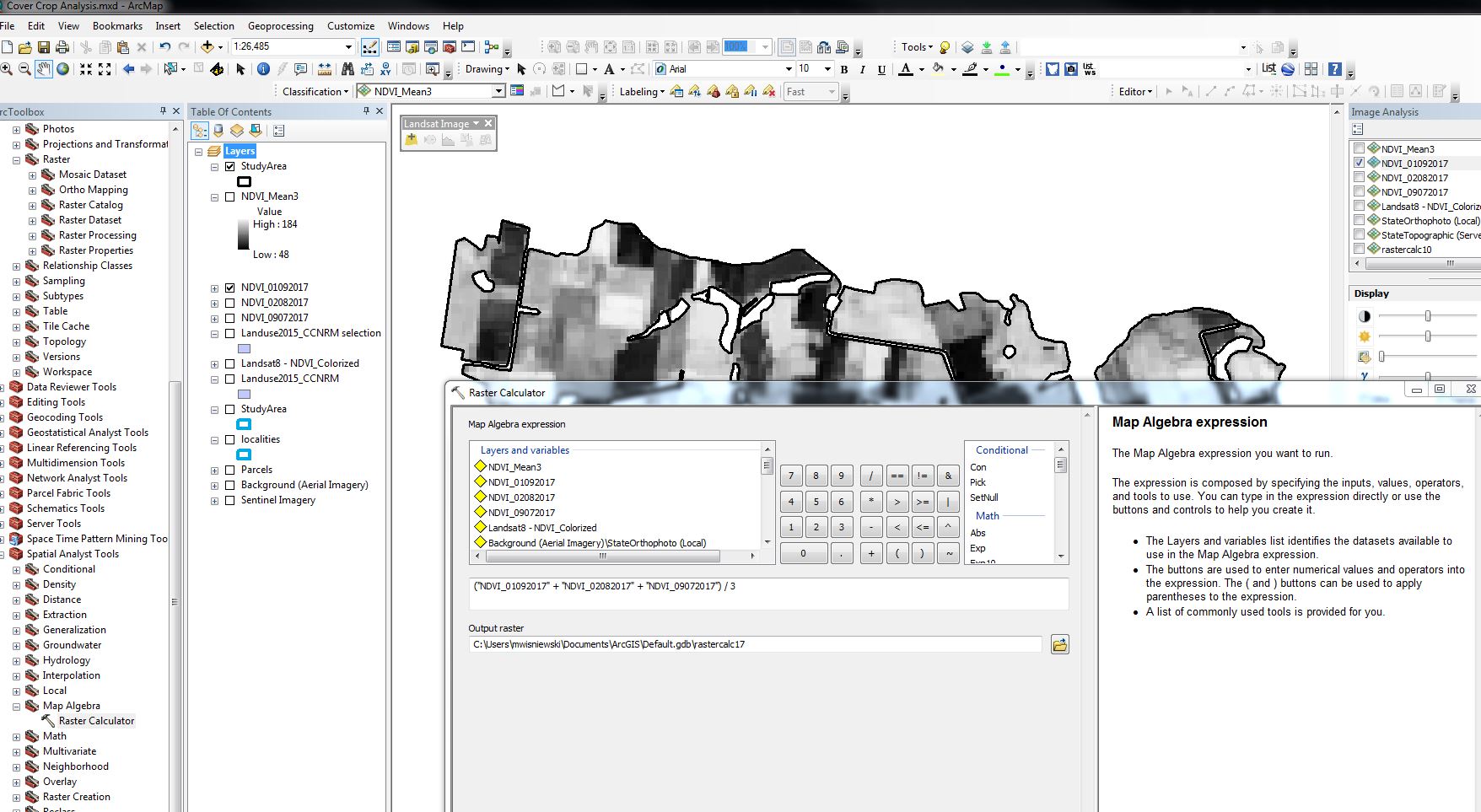 raster ArcGIS NDVI average for bare soil Geographic Information