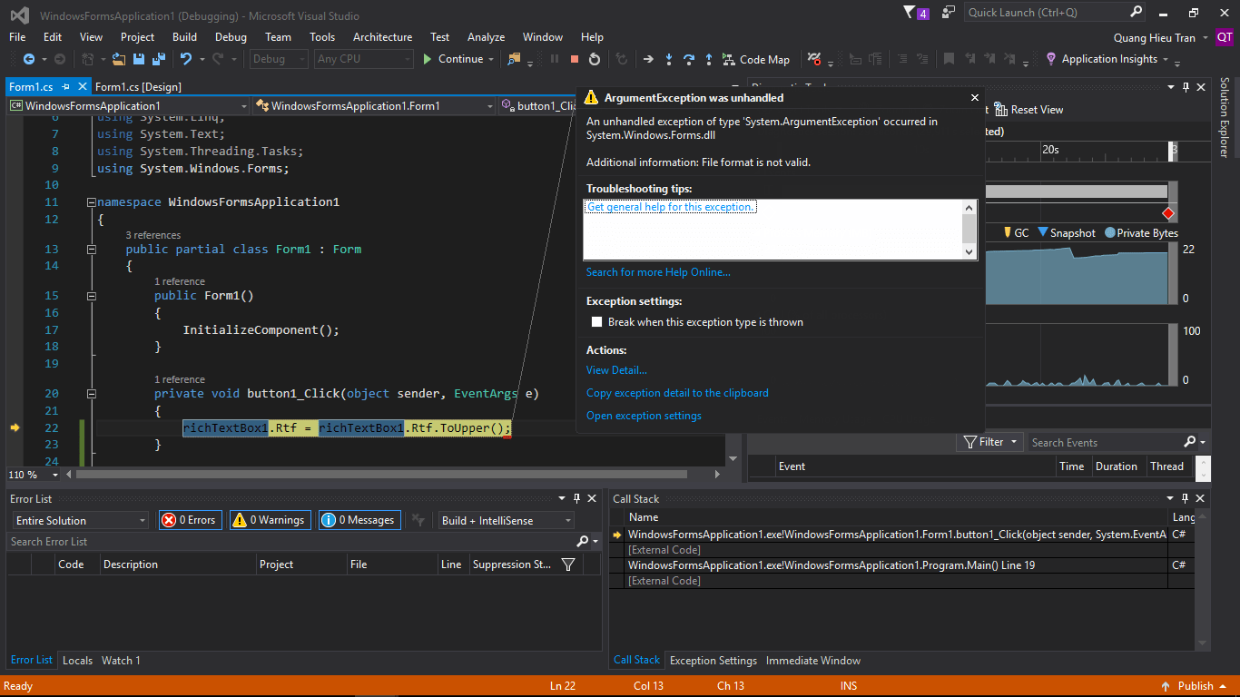 c How to convert all input to a RichTextBox to upper case? Stack