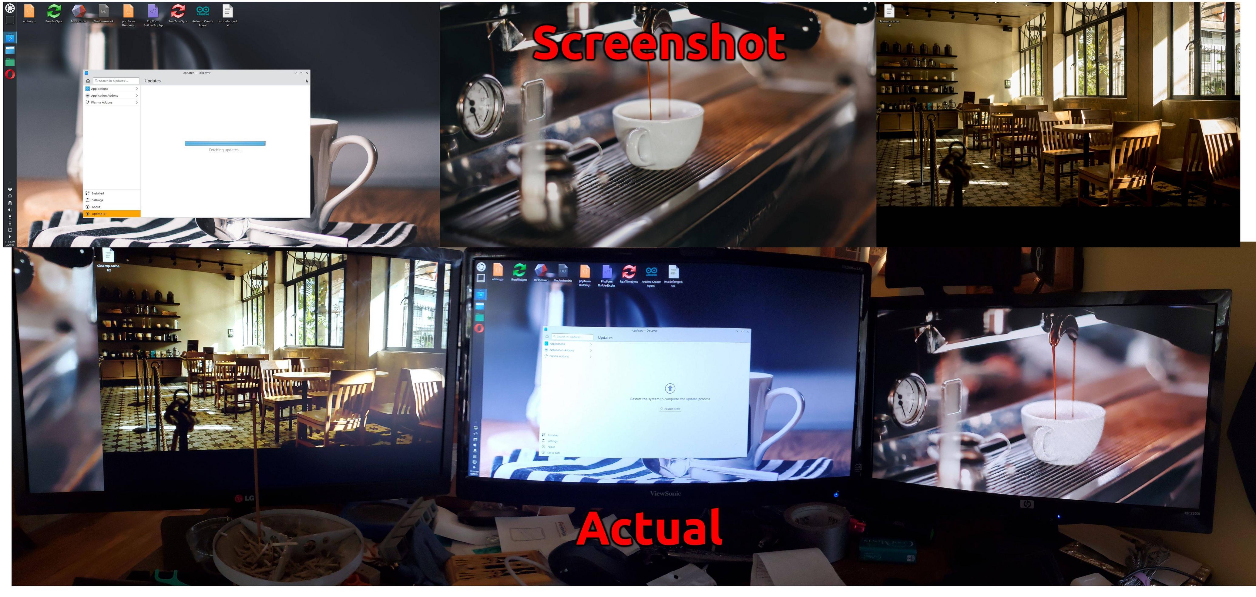 kubuntu Displays are offset; screen capture shows different layout