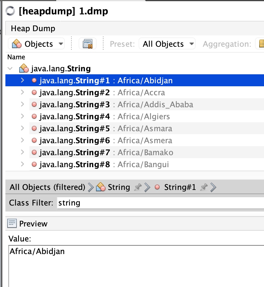 heap dump Filter value in java visualvm Stack Overflow