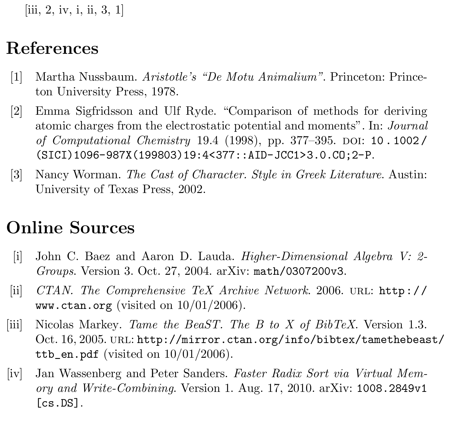 bibliographies Separate lists/marks in bibliography possible? TeX