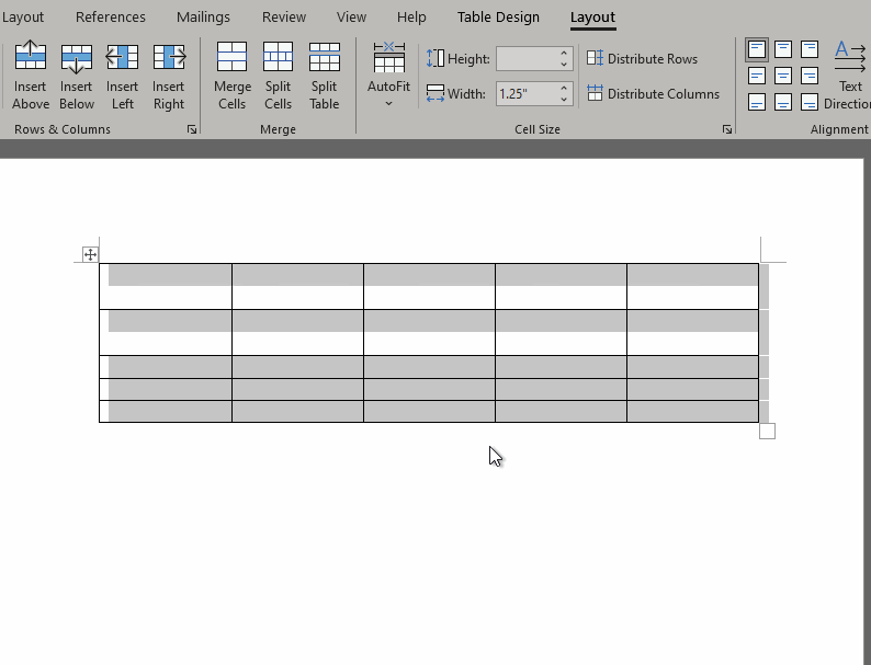 Inserting row in Word table leaves blank space Super User