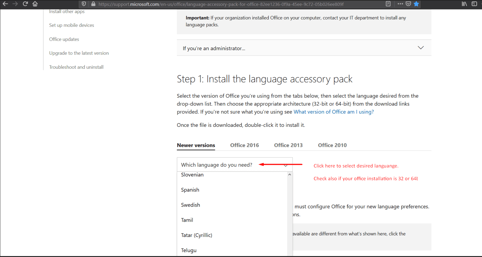 office 2010 won't switch interface language Super User