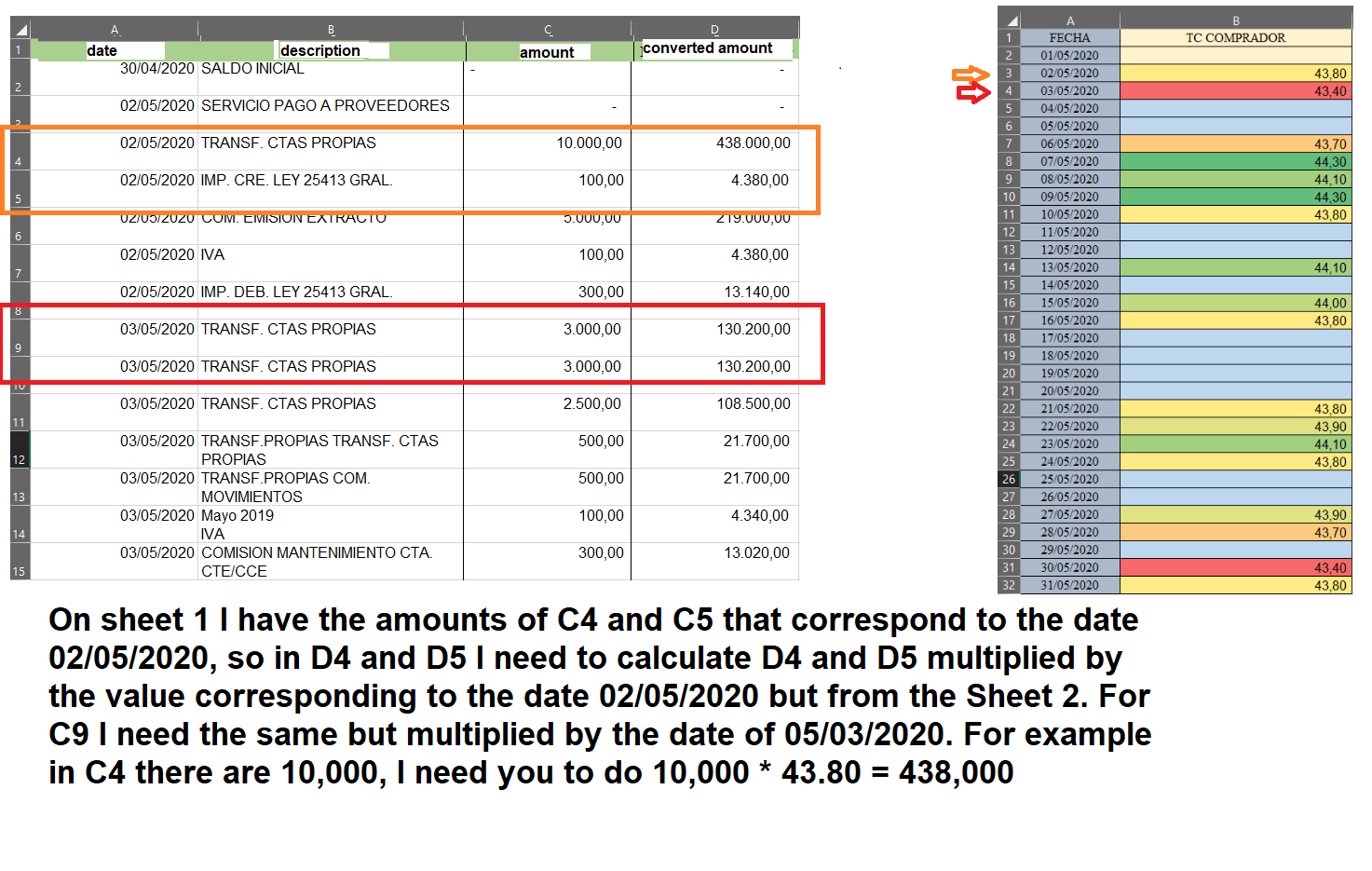 excel How to compare cell against a set of cells and get an
