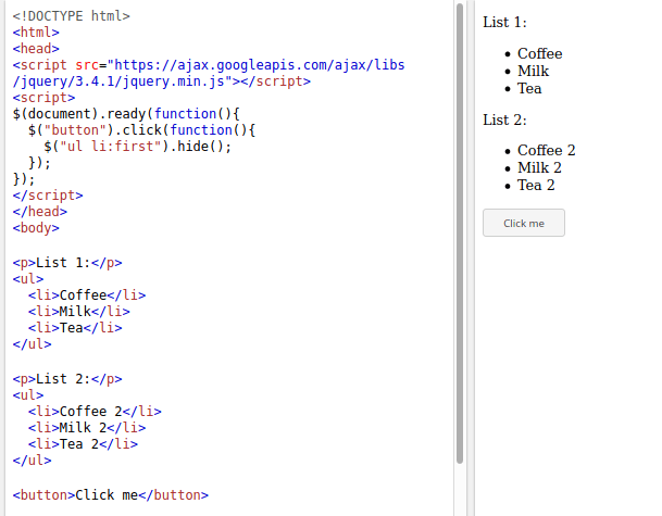 jquery CSS pseudo class selector first What is it? I found in