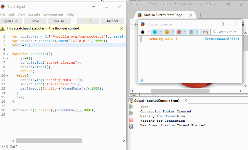 javascript data send by firefox tcp socket.send() can't retrive until