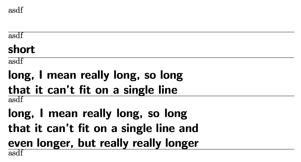 horizontal alignment Balancing ragged right line lengths TeX