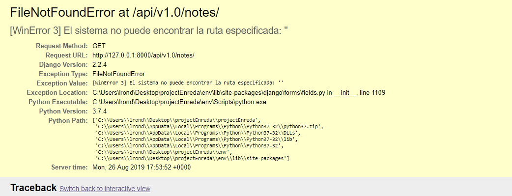 python FileNotFoundError [WinError 3] The system cannot find the