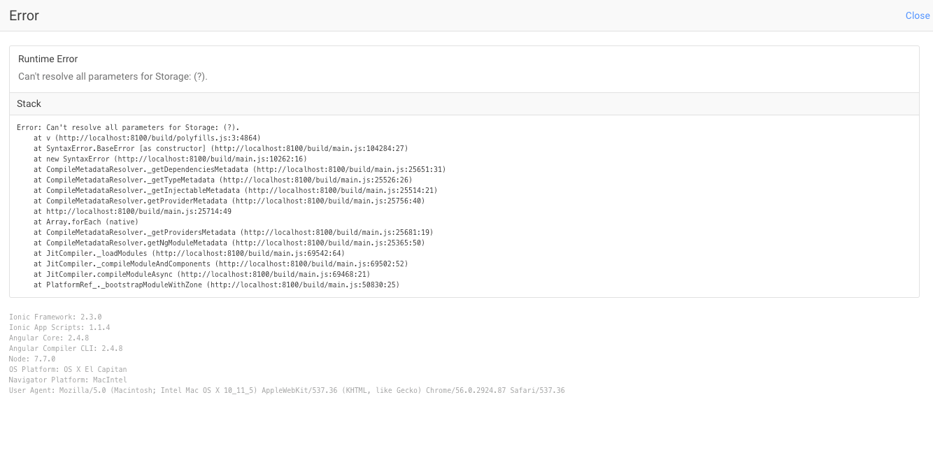 angular Can't resolve all parameters for Storage (?) Stack Overflow