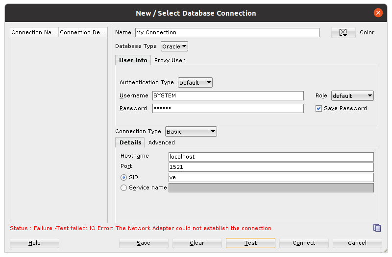 networking Status Failure Test failed IO Error The Network