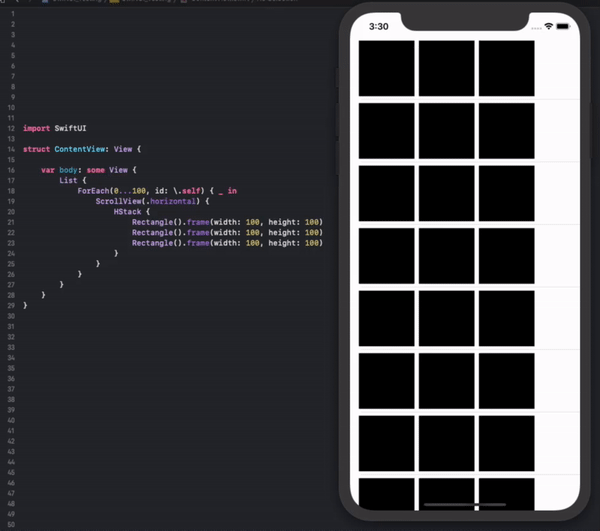 ios SwiftUI ScrollView inside List disappears when scrolling Stack