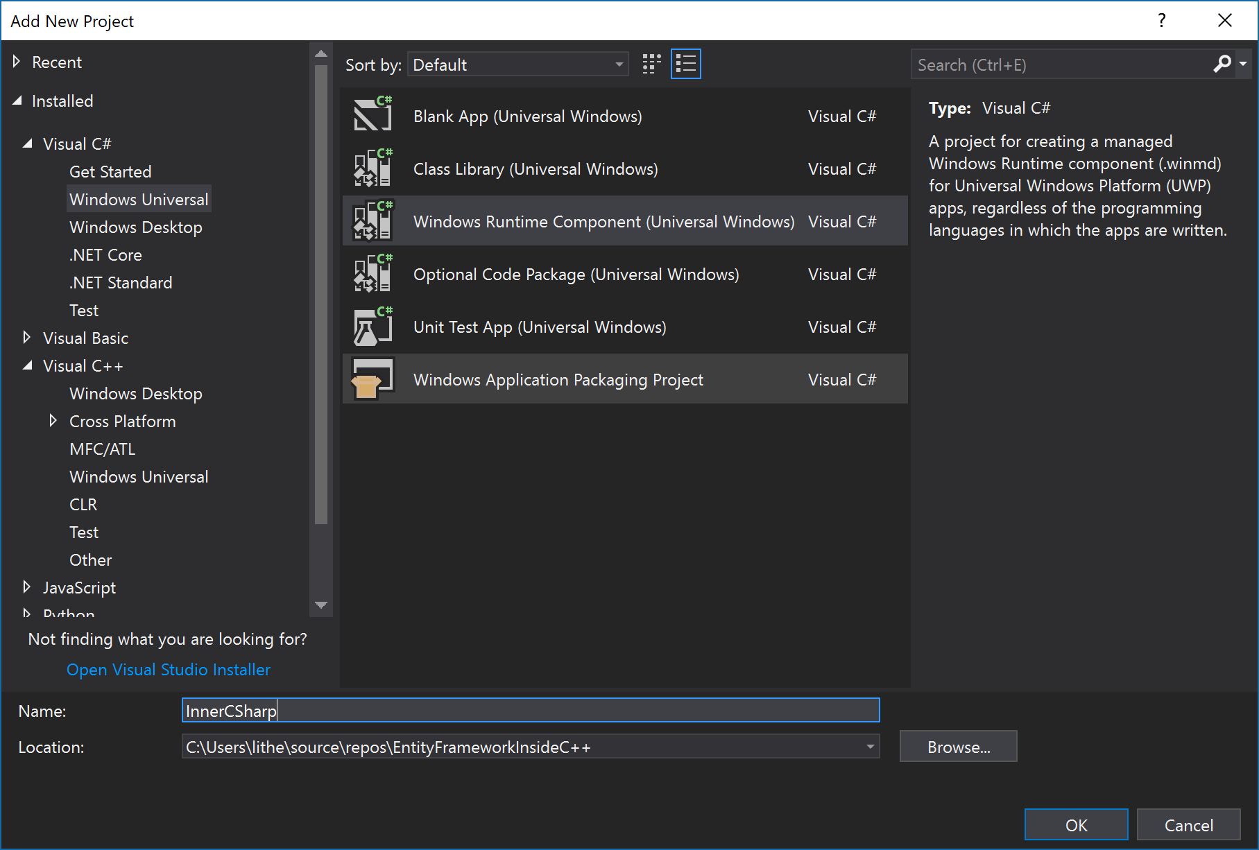 visual studio How to use the Windows Runtime to implement a C++ API using C? Stack Overflow