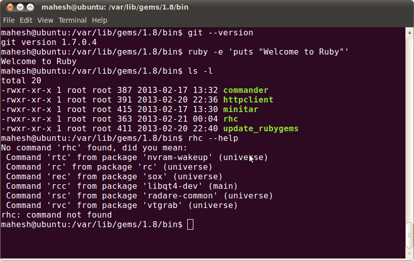 Openshift Get Error while instralling rhc client tool in ubuntu 10.04
