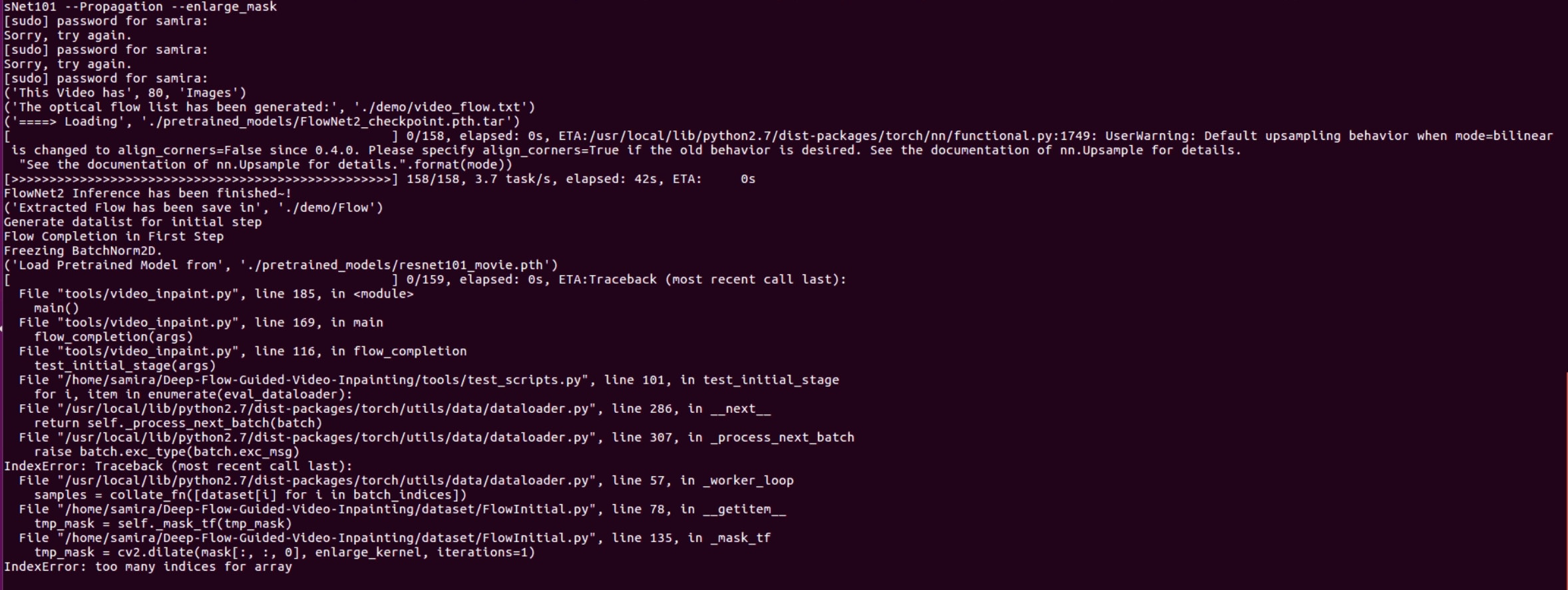 python how to solve "IndexError too many indices for array" by