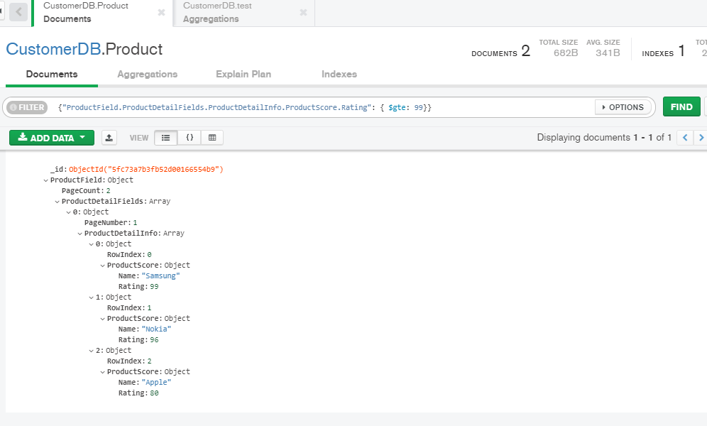 arrays How to perform Greater than Operator in MongoDb Compass