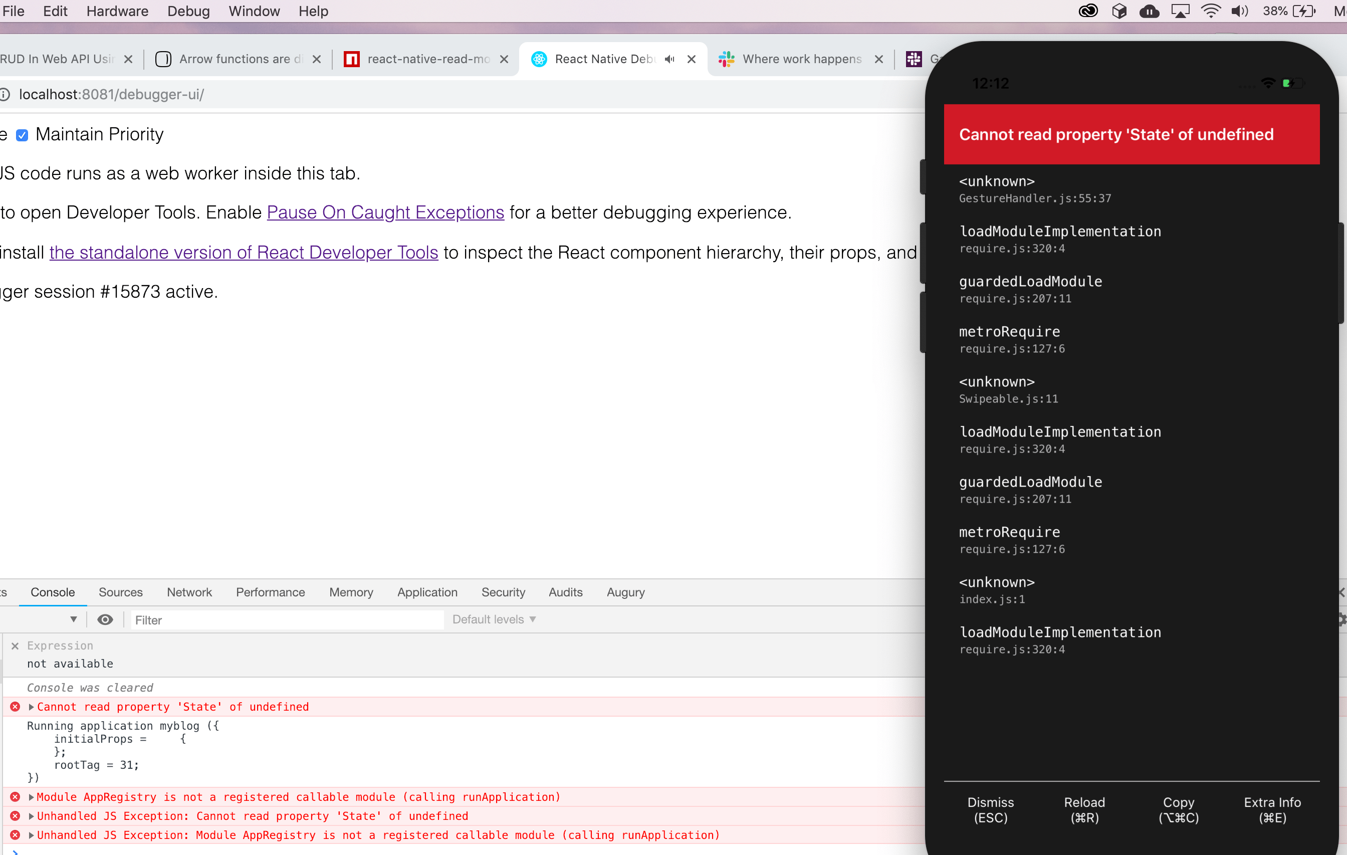react native Error Cannot read property 'State' of undefined Stack Overflow