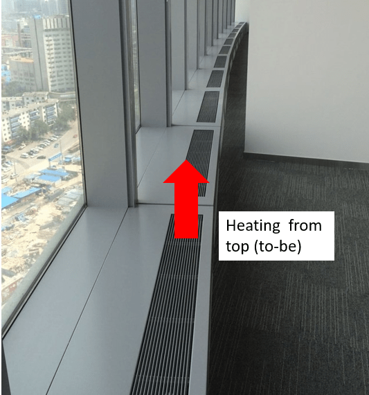 Move heating vents below a window from the wall to the sill Love
