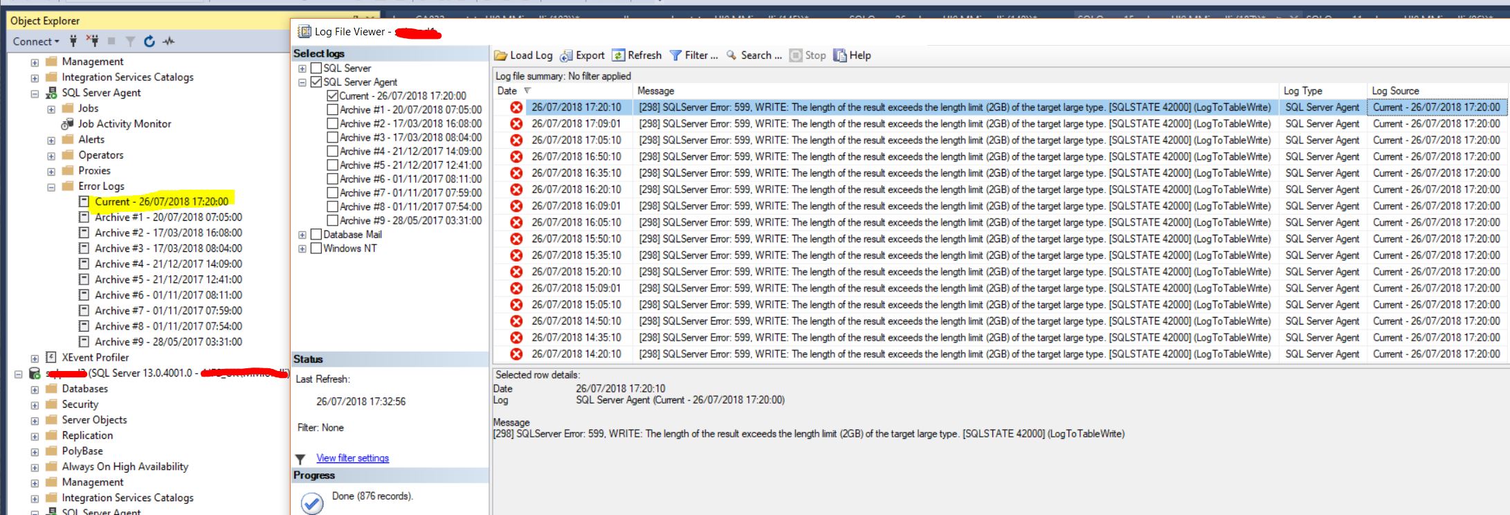 sql server length of the result exceeds the > length limit (2GB) of