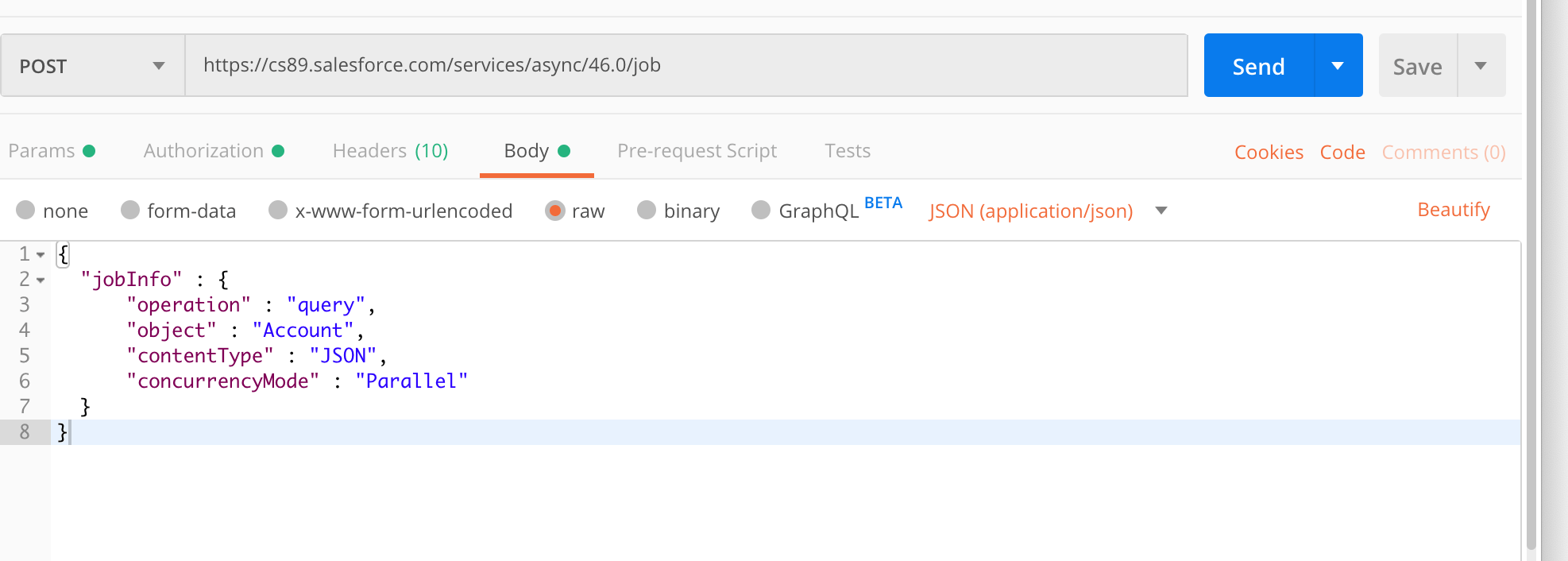 apex InvalidUrl Bulk API creating a bulk job using postman