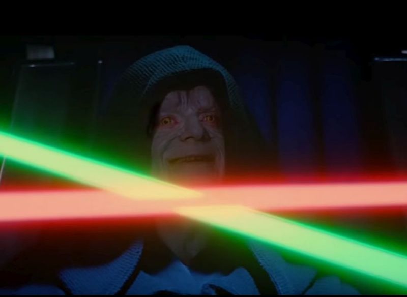 star wars Was Darth Vader's lightsaber on the wrong side to stop Luke