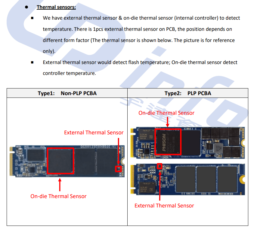 ssd What are the 3 temperatures and sensors) reported by a
