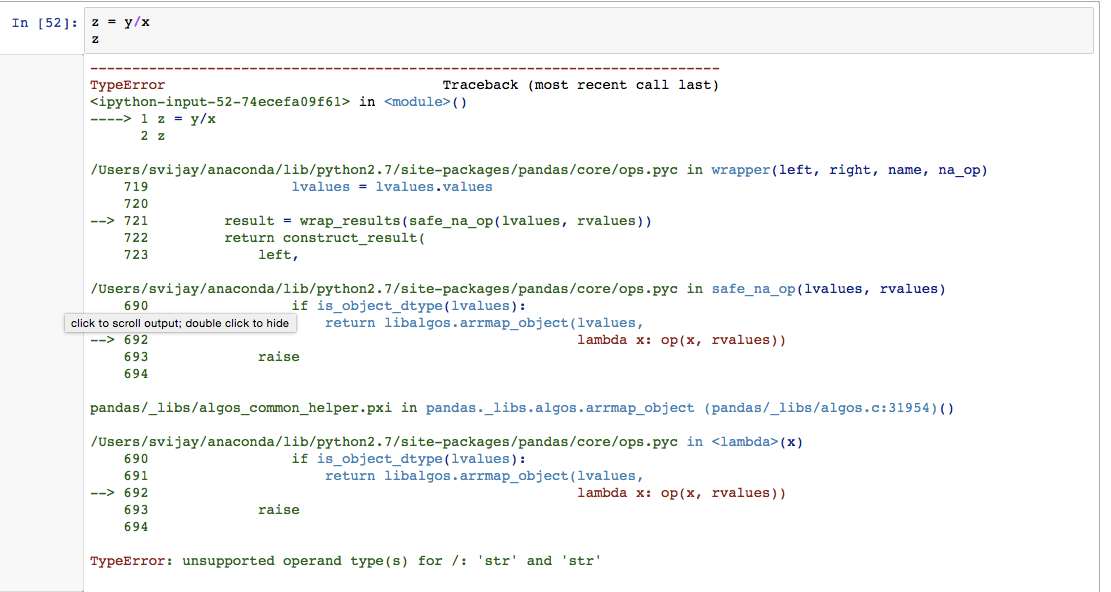 unsupportedoperation error in dividing 2 pandas series with decimal