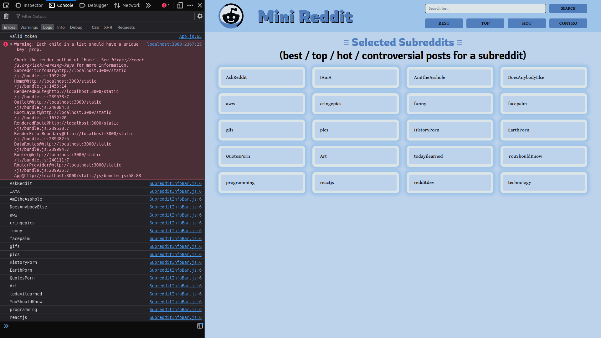 javascript Problem with warning about unique keys for array children