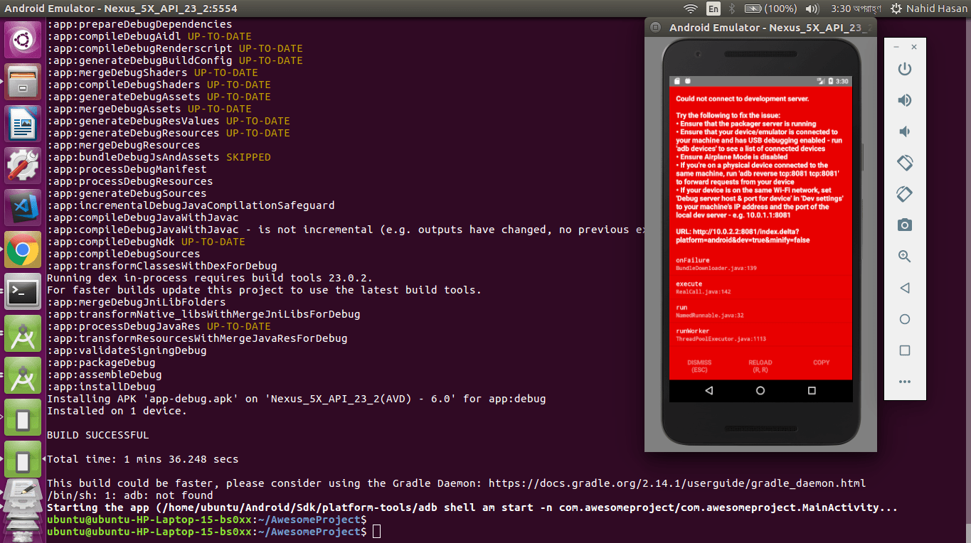 android React Native app cannot connect to dev server