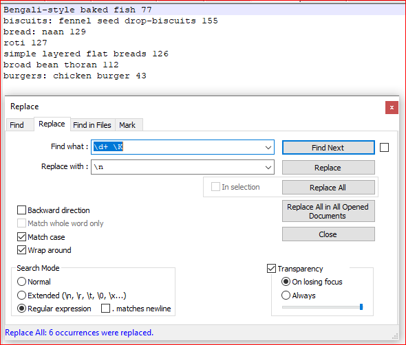 indexing Would like to insert a line break after every number in