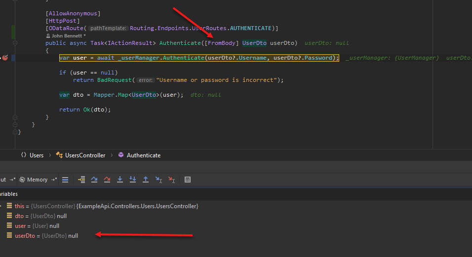 Core OData Action Parameter Null Stack Overflow