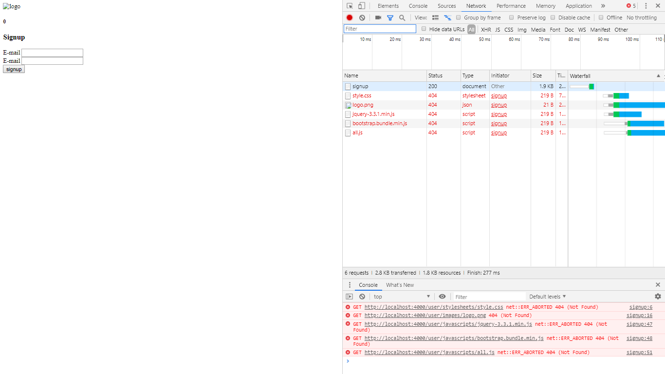 javascript When I render different routes except main page, html is
