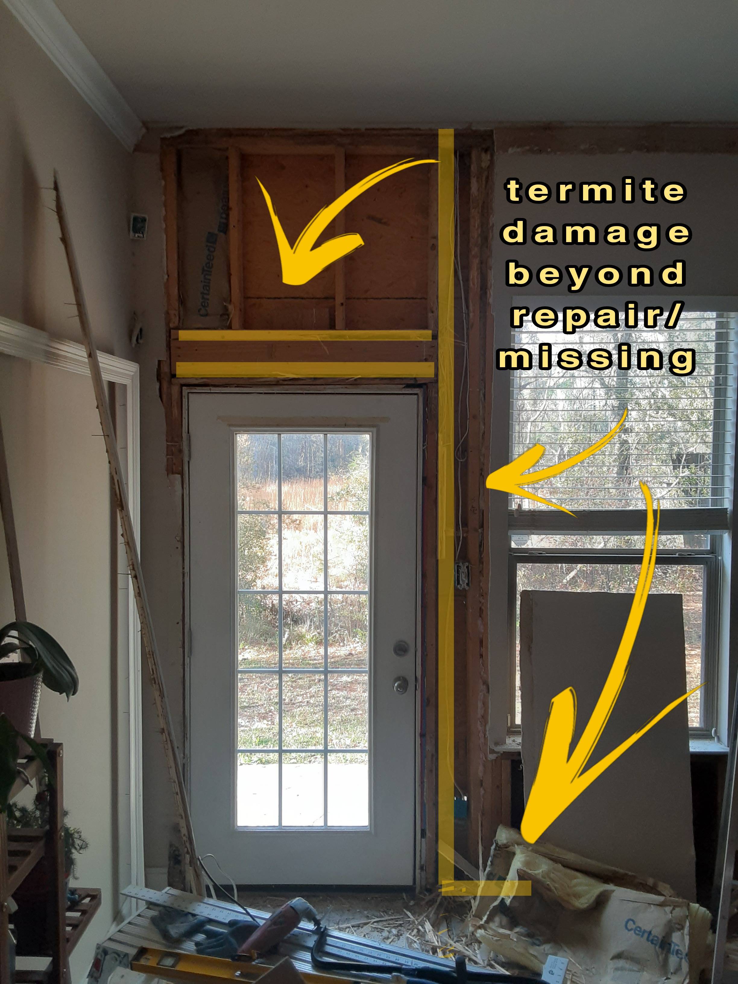 doors How do I replace the king stud and header on a termite damage