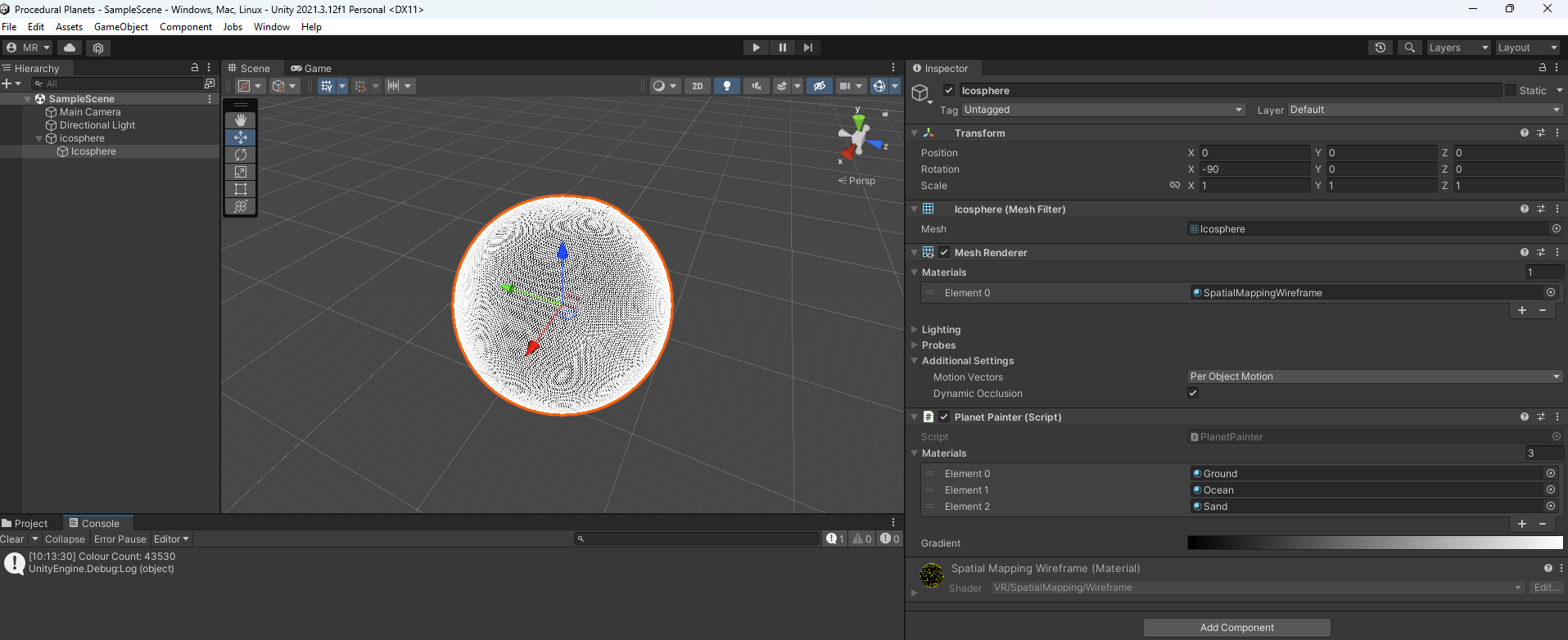 unity Change Mesh face colors / materials at runtime Game