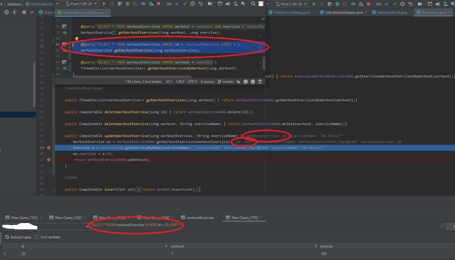 java Why would my DAO return null when the Database Inspector shows a