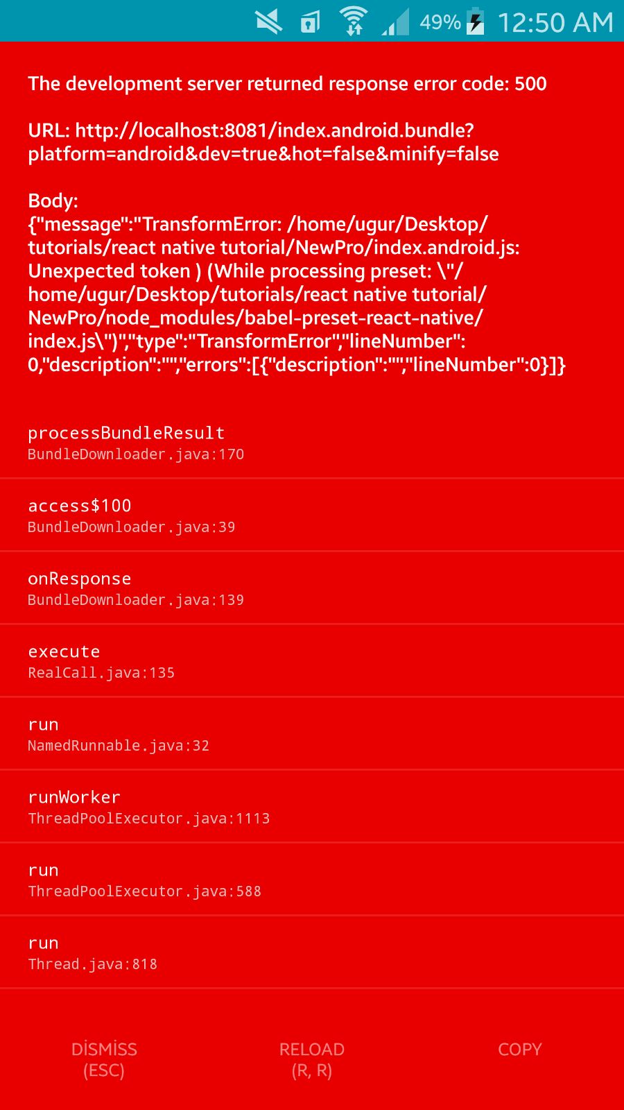Android Syntax Error On Token Delete This Token Android Revision