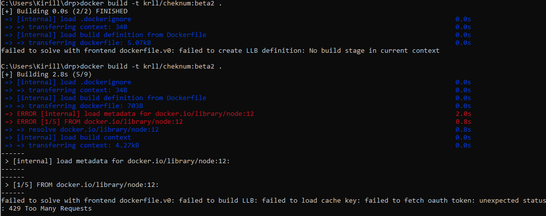 nodejs docker build ERROR (failed to solve with frontend dockerfile.v0