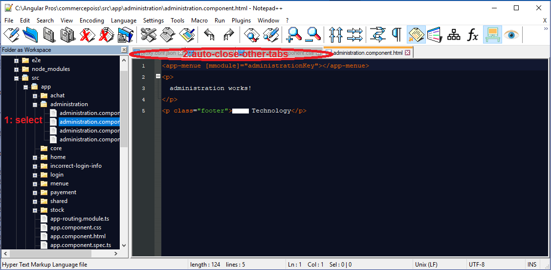 Notepad++ how to autoclose all tabs when selcting new file(keeping