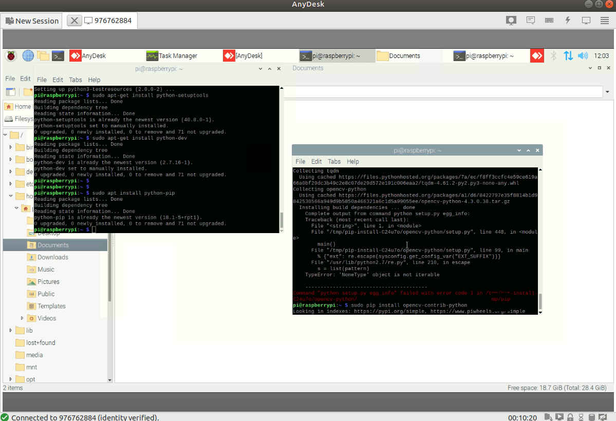 software installation Error for installing the OpenCV on raspberry