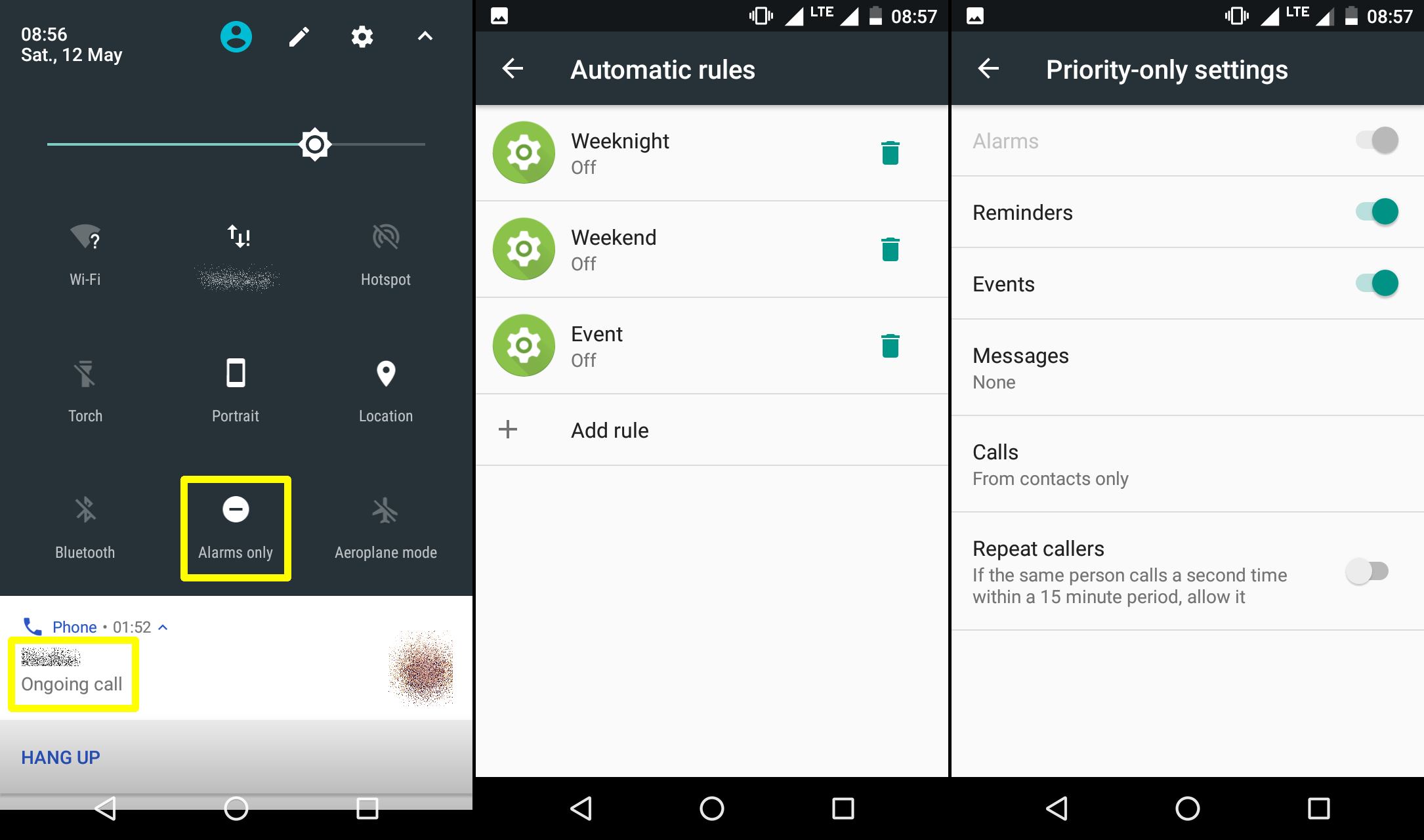 7.1 nougat How to disable "Alarms only" mode that activates during