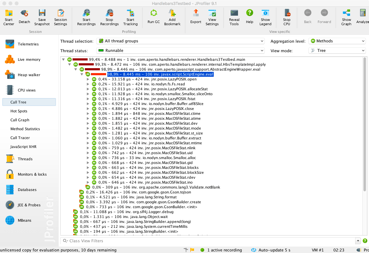 java Profile Nashorn Javascript execution? Stack Overflow